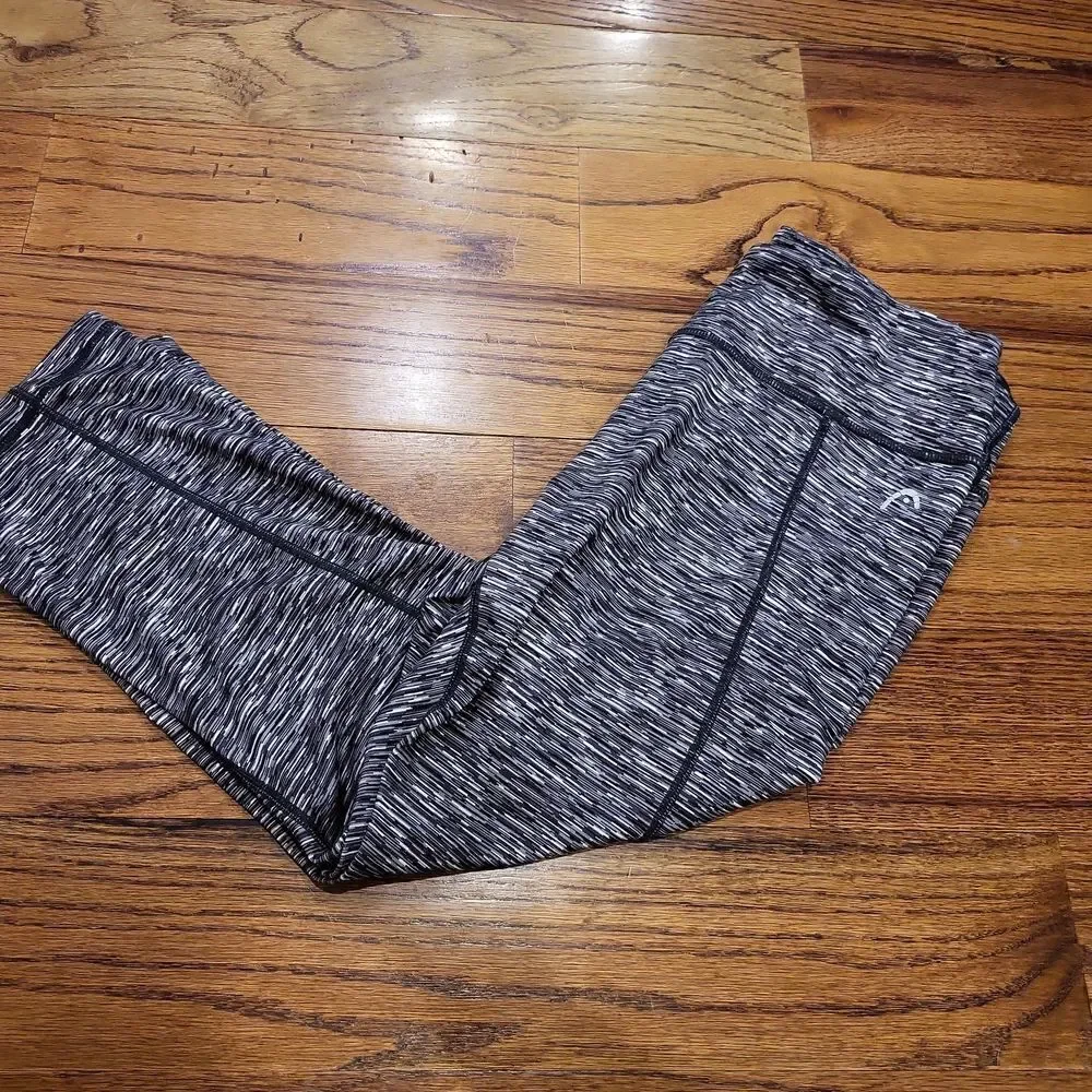 Super soft/silky capri leggings, grey black and white